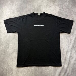 BRAINSGLAND Mens Graphic T-Shirt Black Short Sleeve Logo Crew Neck Large